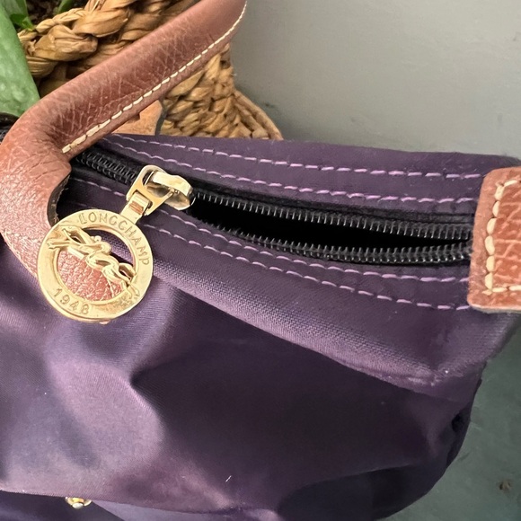 Longchamp purple and brown Signature Tote Bag. Nylon body - Picture 4 of 7